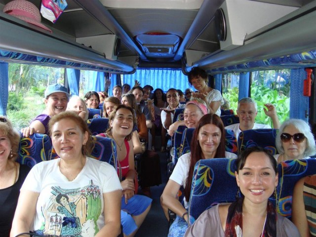 During the week, we enjoyed a visit to the fascinating town of Ubud, which is a center of arts and Balinese traditions. 

There was much excitement on the buses.
