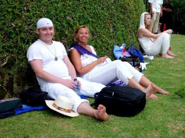 Yaroslav and Brenda enjoy a brief rest.